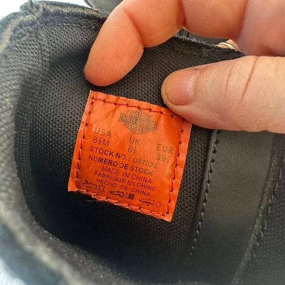 Harley Davidson Womens Black Leather Biker Boots Square Toe Side Zip Size 8.5 - Picture 2 of 8